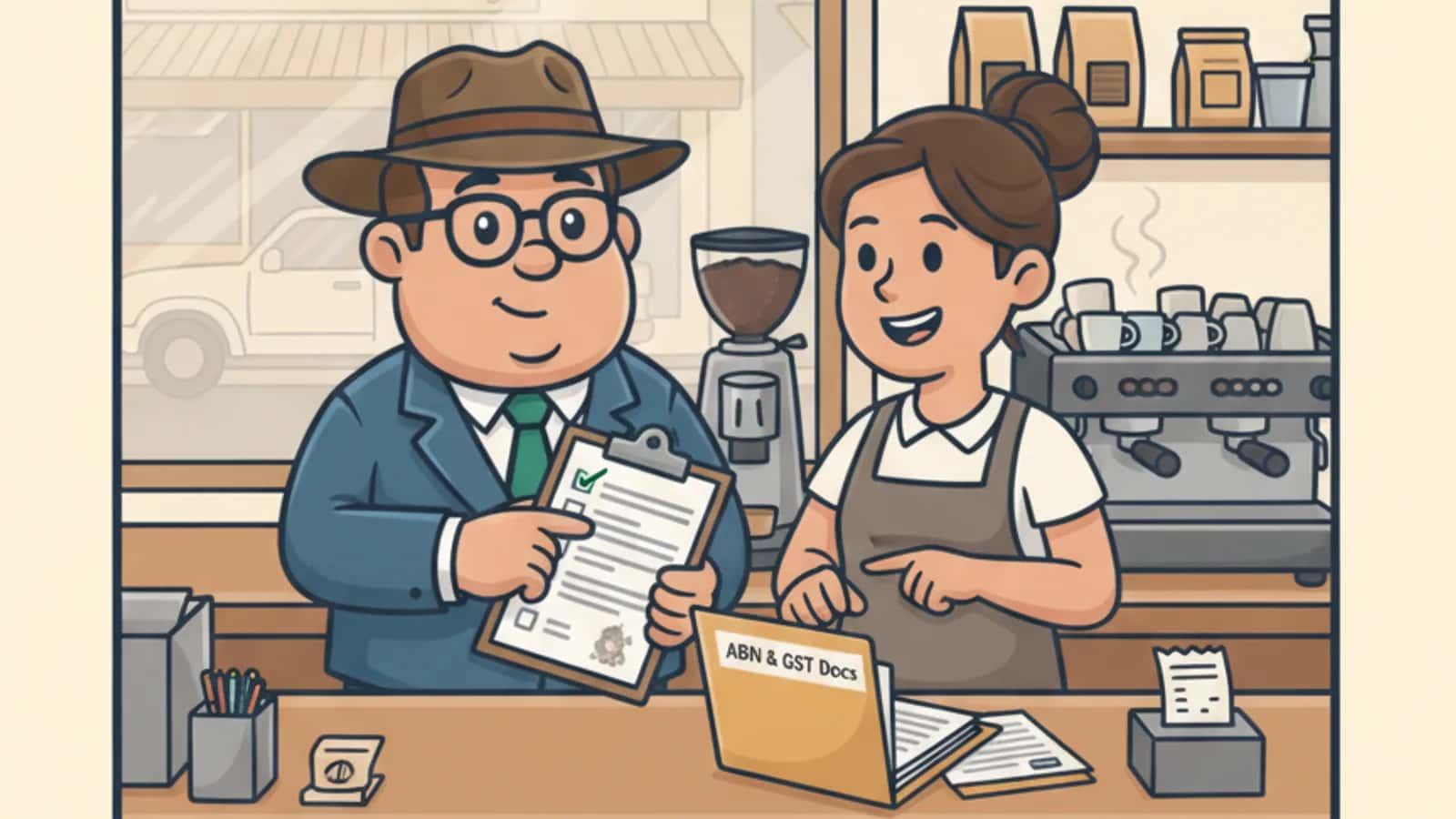 Fred explaining Right Document Pack Changes Everything to a Australian business owner
