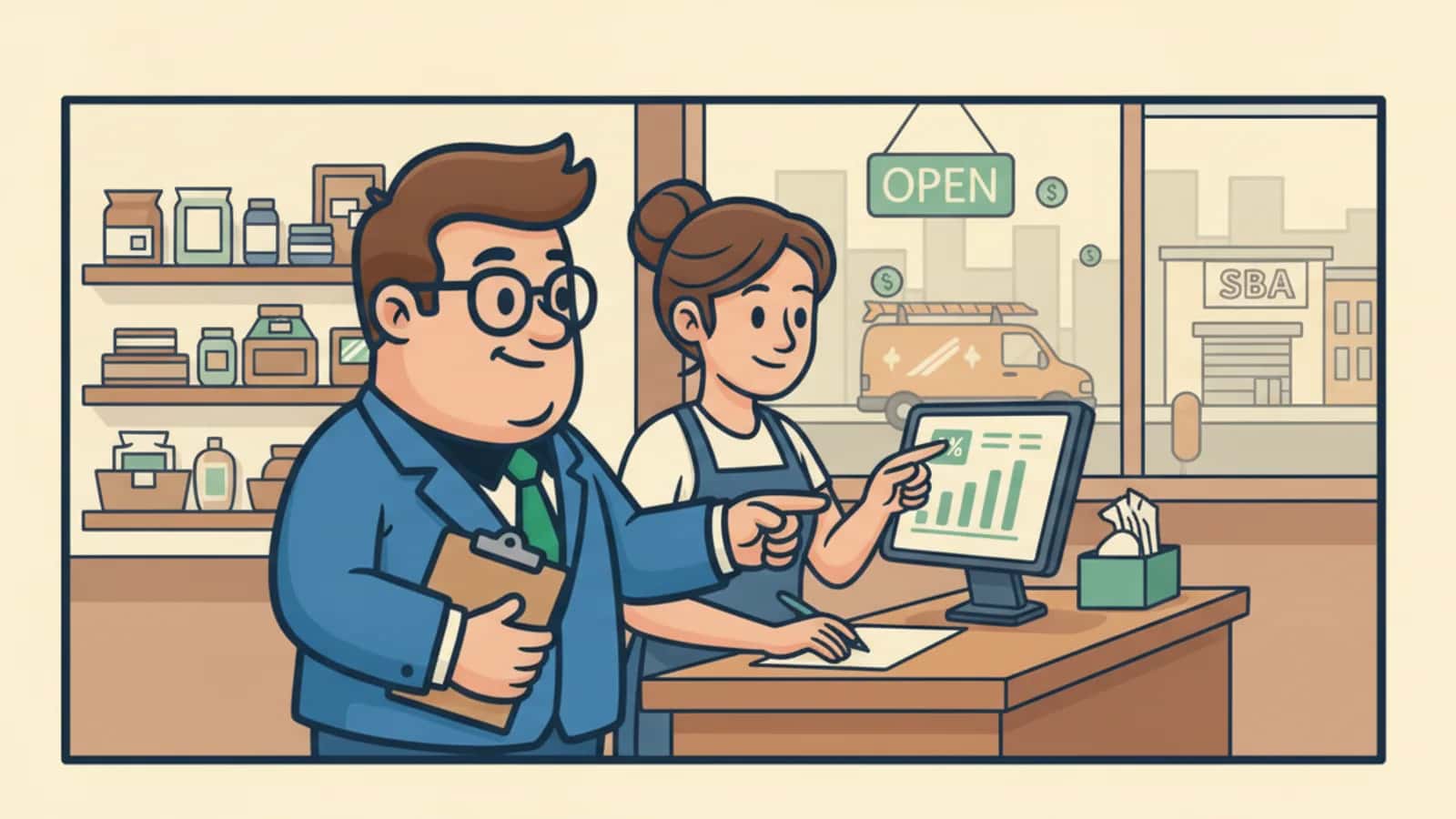 Fred explaining Good APR for a Small Business Loan to a US business owner