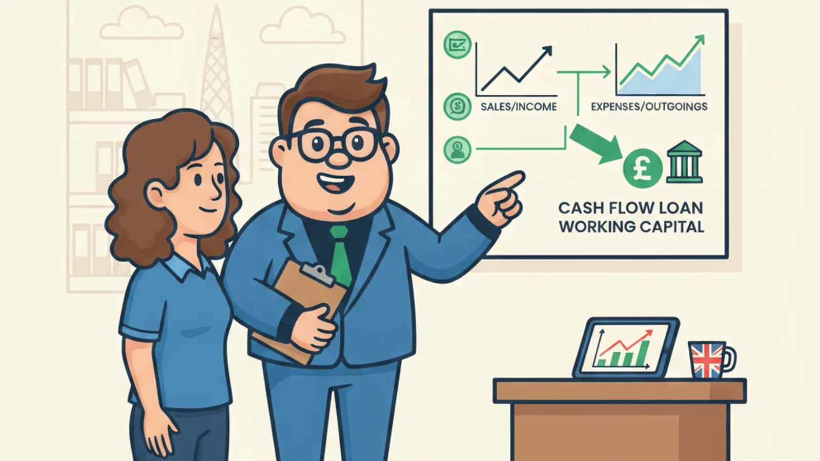 Fred explaining Cash Flow Business Loan to a UK business owner