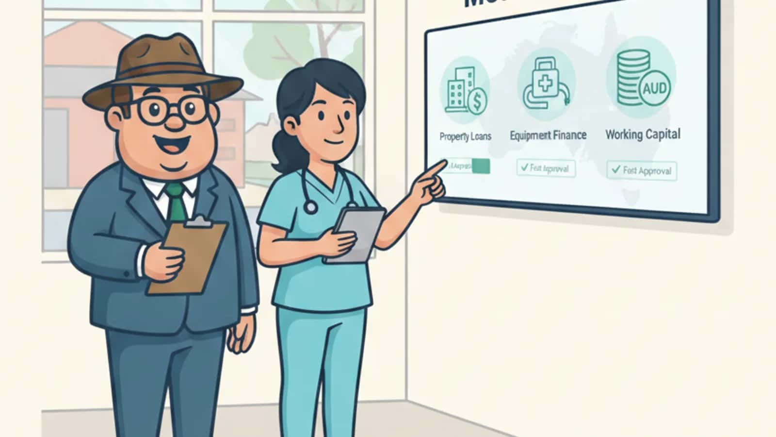 Fred explaining What Types of Business Loans Are Available for Medical Clinics in Australia to a Australian business owner