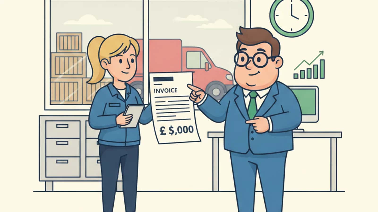 Fred helping a UK business owner compare How UK SMEs Are Using Invoice Finance in 2026 to Combat Late Payments and Working...
