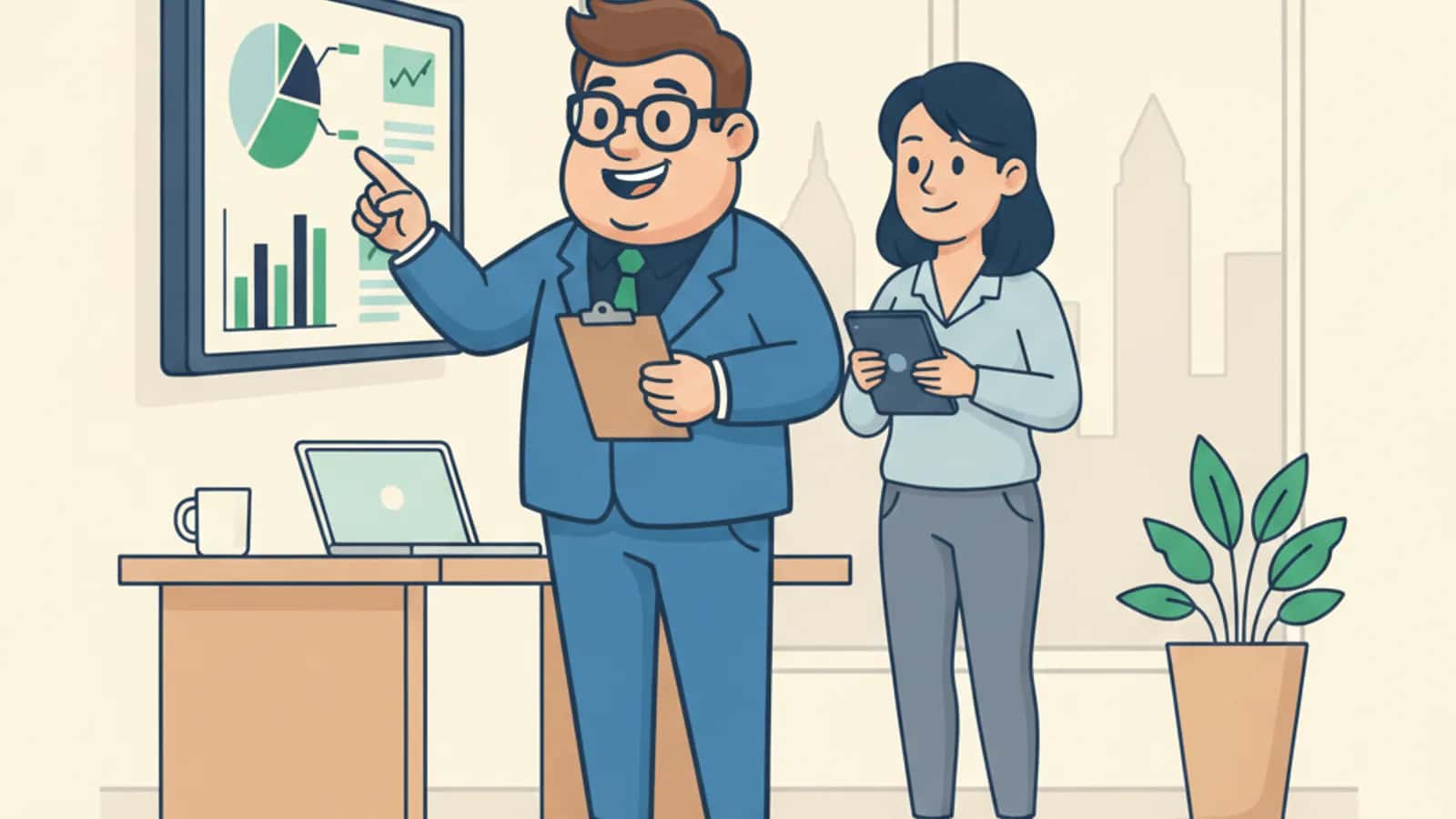 Fred helping a UK business owner compare Business Loan Repayment Examples: Real Payment Scenarios for UK SMEs